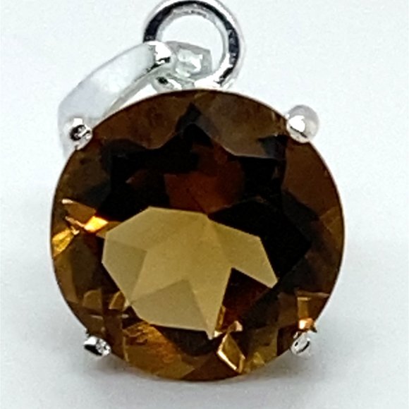 Smoky Quartz 3.08ct Rhodium Finish Solid 925 Sterling Silver Pendant - Picture 6 of 6